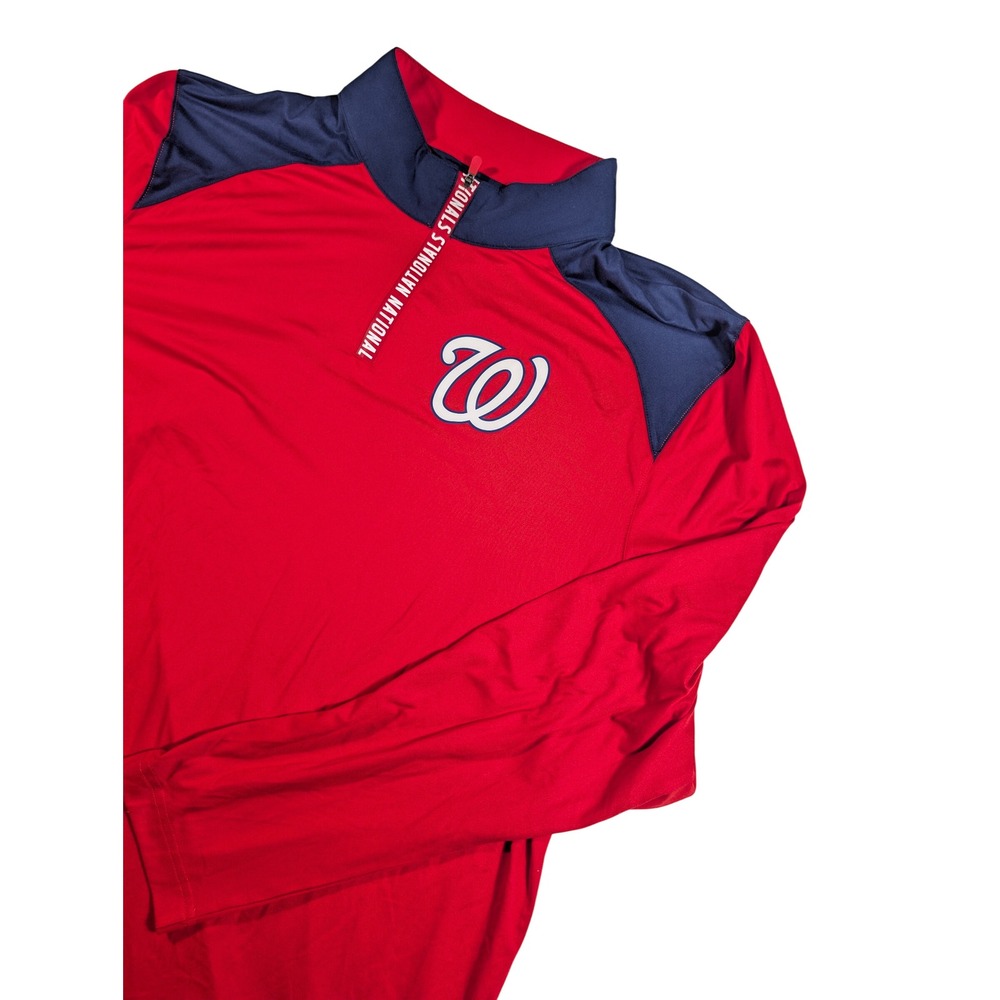 Fanatics Pullover Mens 2XL Red Washington Nationals MLB Quarter Zip Lightweight